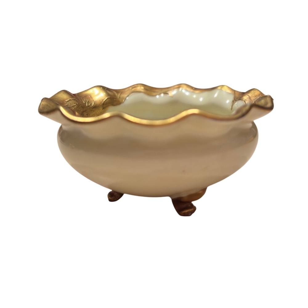 Elite Works Limoges France Gold Gilt Footed Trinket Dish Vanity Bowl Vintage - Picture 3 of 5
